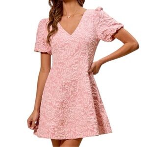 SO ME Floral Jacquard Fit And Flare Daily Mini Dress